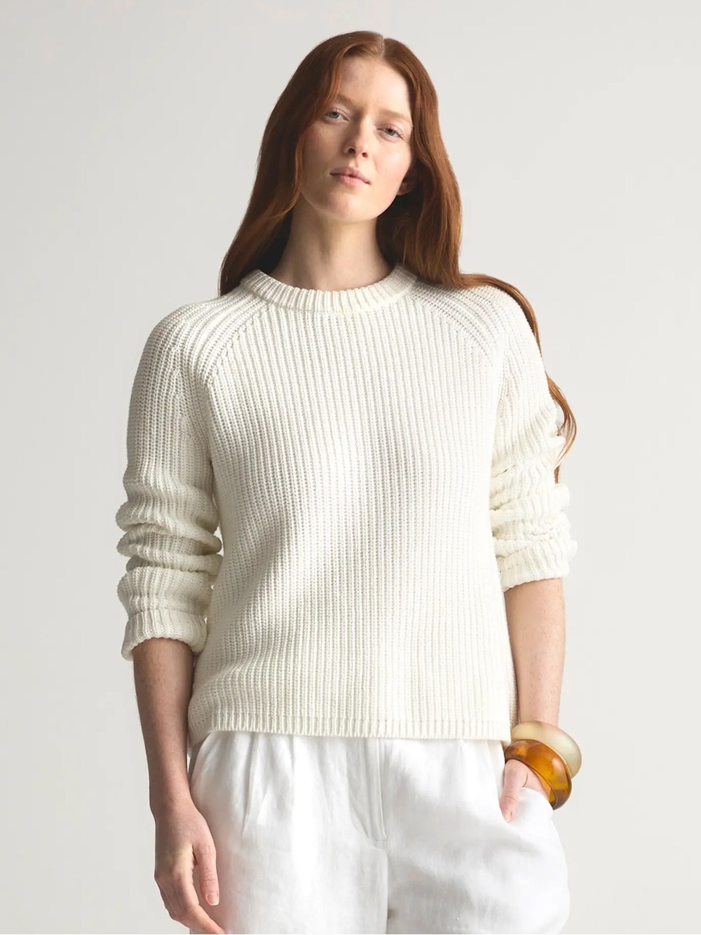Quince 100% Organic Cotton
Ivory Fisherman Crew Sweater SZ S